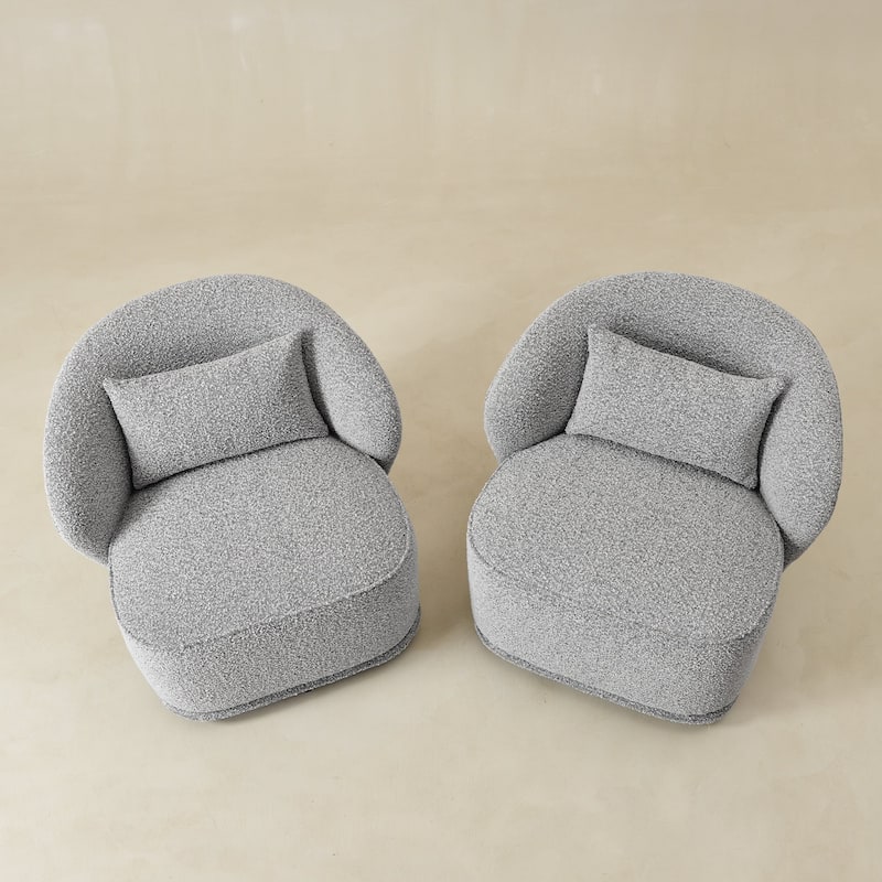 KINWELL 33" W Sherpa Boucle Upholstered Accent Swivel Chair (Set of 2)