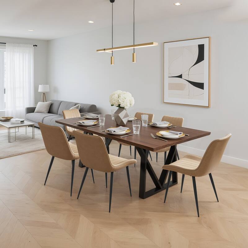 Leather Side Chair Kitchen Chair khaki Office Chair Dressing Chair Set of 4 Dining Chair with Metal Legs