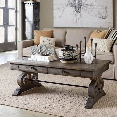 Magnussen Home Bellamy Peppercorn Rectangular Cocktail Table - 50''W x 30''D x 19''H