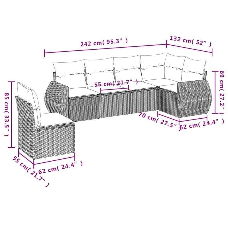 vidaXL Garden Sofa Set Black