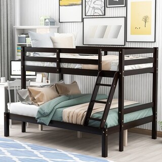 Practical Pine Wood Twin over Full Bunk Bed with Inclined Ladder - Bed ...