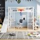 preview thumbnail 1 of 22, Full Size Metal Loft bed with Desk Wardrobe Basketball Hoop Slide White - Full