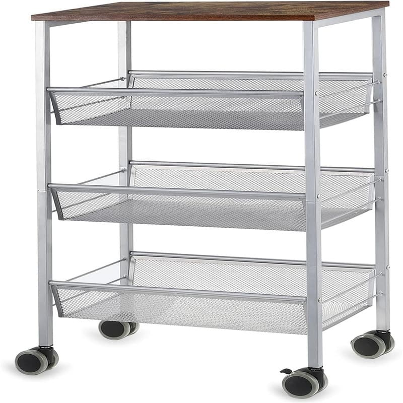 4 Tier Kitchen Storage Cart - 11.2"D x 17.3"W x 29.9"H