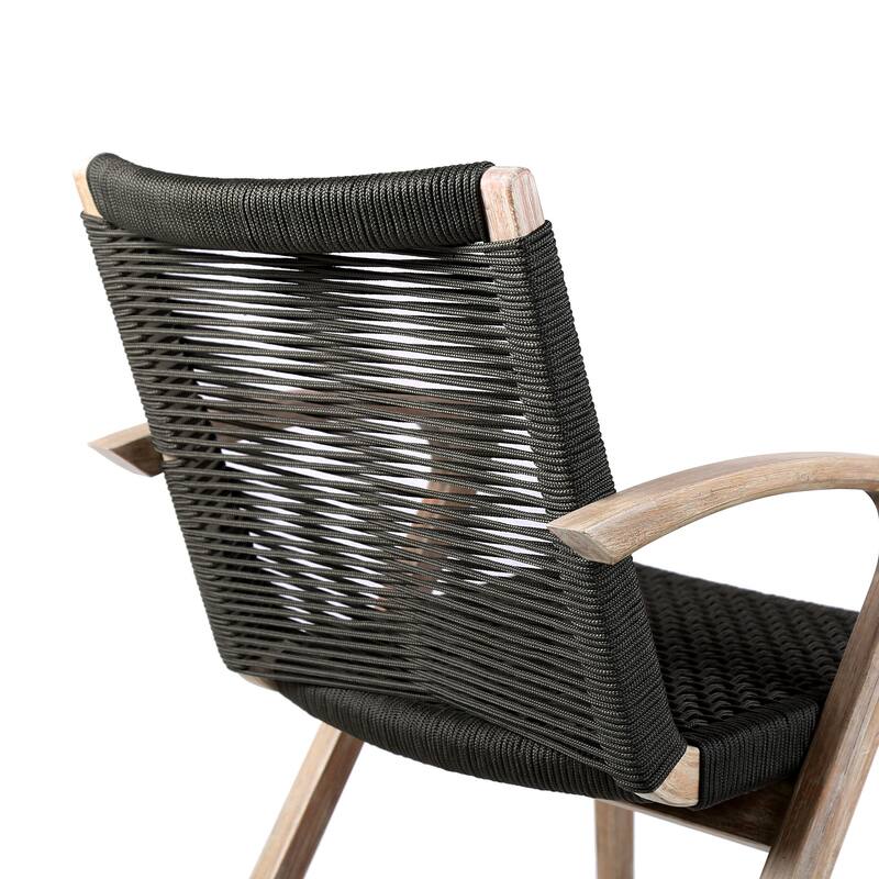 Nabila Solid Eucalyptus Wood & Rope Woven Indoor Outdoor Dining Chairs - Set of 2