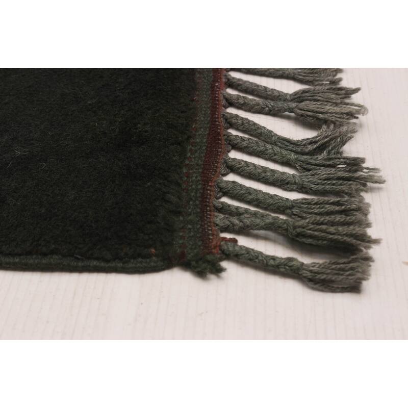 ECARPETGALLERY Hand-knotted Color Transition Dark Green Wool Rug - 6'4 x 10'4