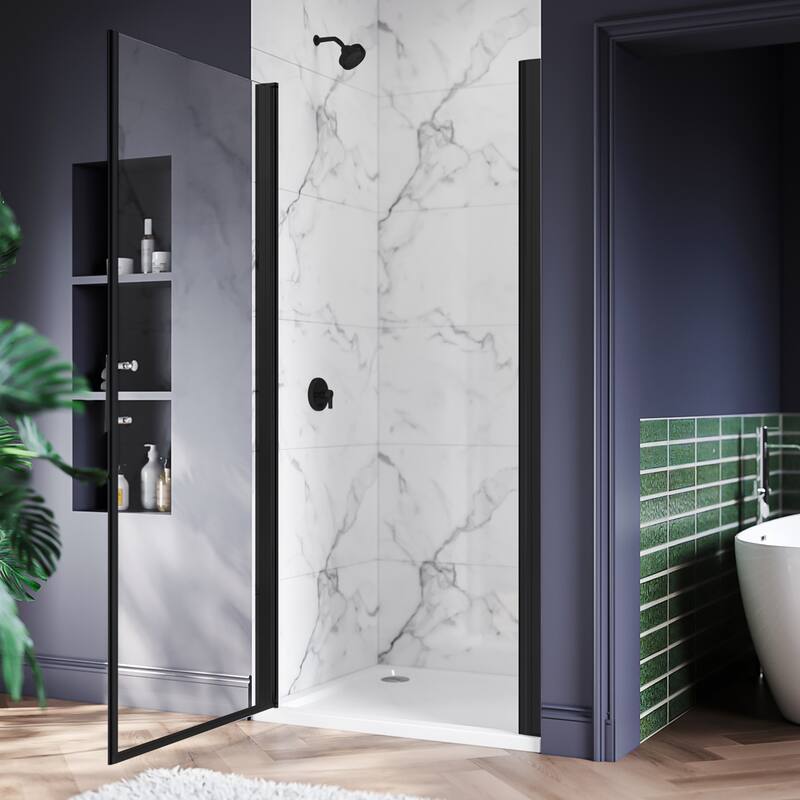 Elegant Adjustable Width Frameless Pivot Swing Shower Door with 1/4 inch Transparent Tempered by Certified Glass Door