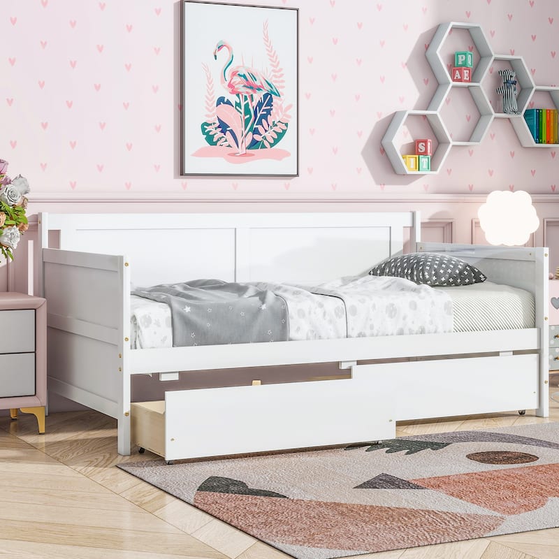 Pine Wood Daybed with two Storage Drawers