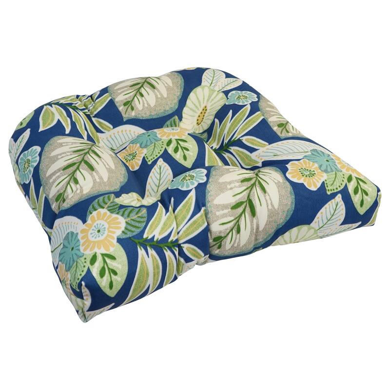 Blazing Needles 19-inch U-Shaped Polyester Outdoor Tufted Dining Chair Cushion - Marlow Pool