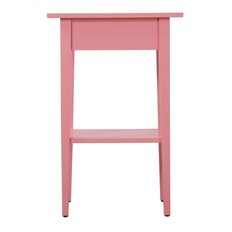 Pink Nightstand 28x18x14 Stylish Bedside Table with Cheerful Finish, Compact Drawer Storage and Sleek Contemporary Look