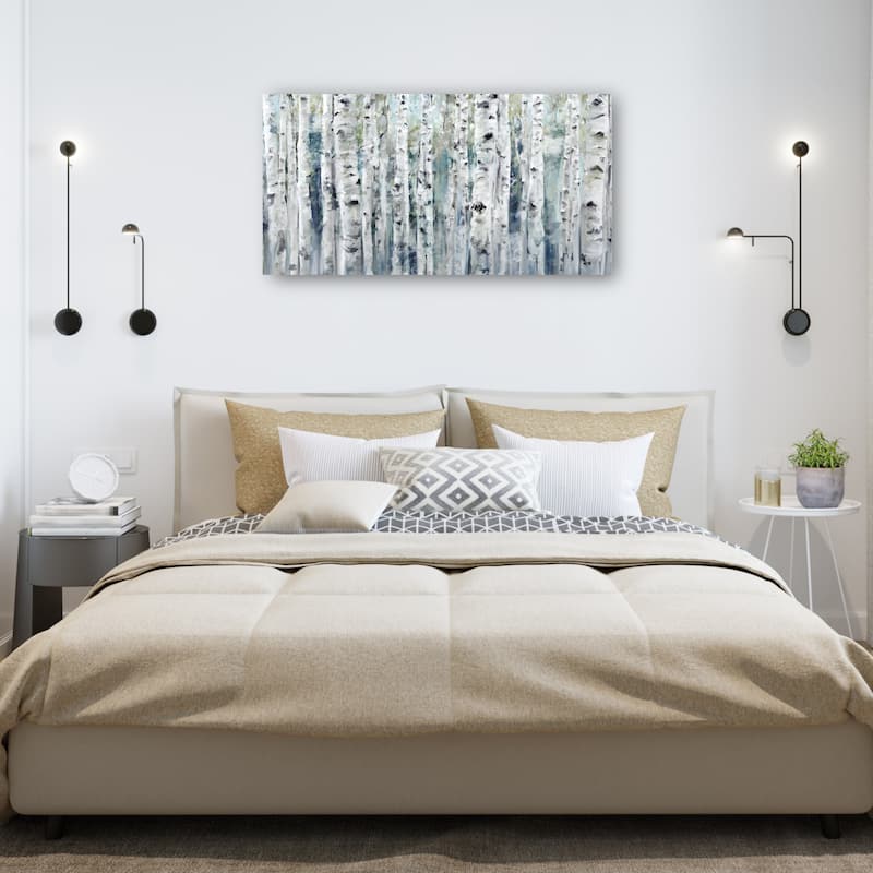 Spring Birches Indigo By Studio Arts Canvas Art Print