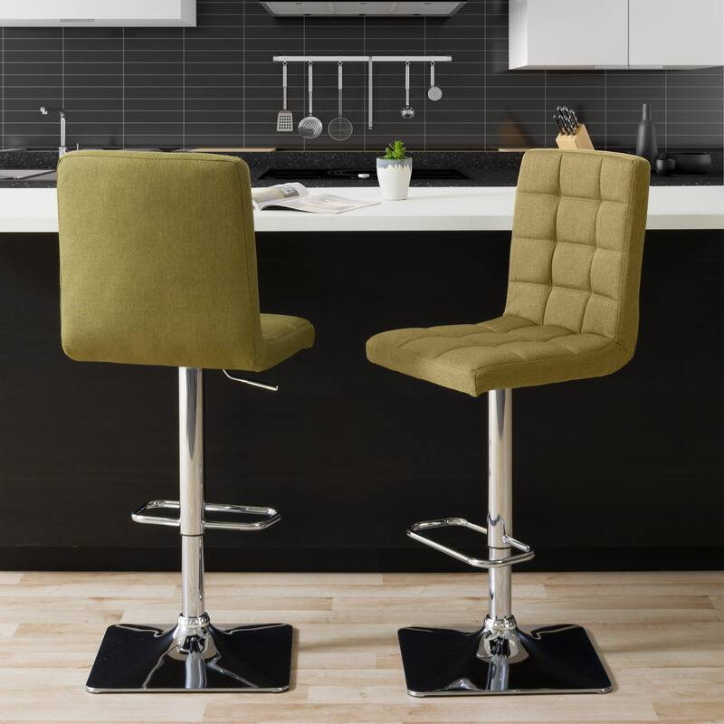 Set of 2 Gas Lift Upholstered Adjustable Barstool