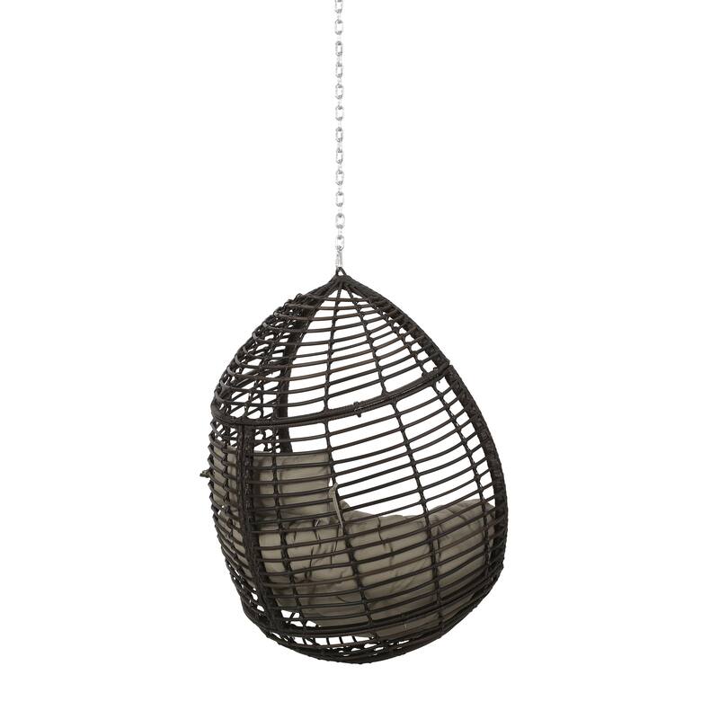 Hanging Chair – Teardrop Swing Chair with 8FT Chain, Water-Resistant Cushions & PE Rattan – Outdoor/Indoor Egg Chair