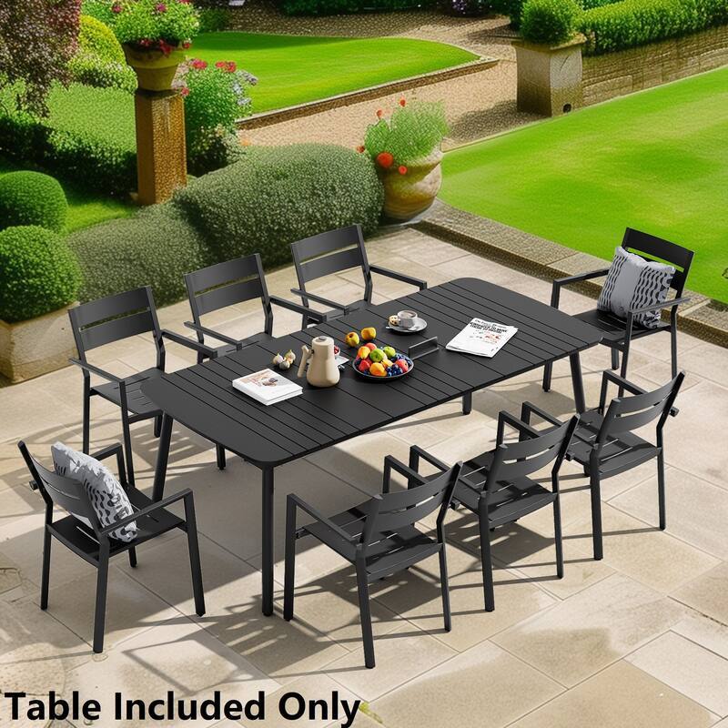 Pellebant Patio Dining Table Rectangular Aluminum Outdoor Table - Black - 81.5 inches
