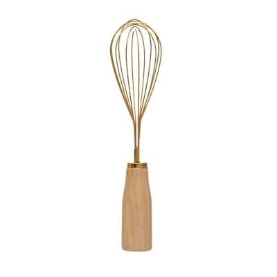 Standing Stainless Steel Whisk with Wood Handle - 10.3"L x 2.5"W x 2.5"H