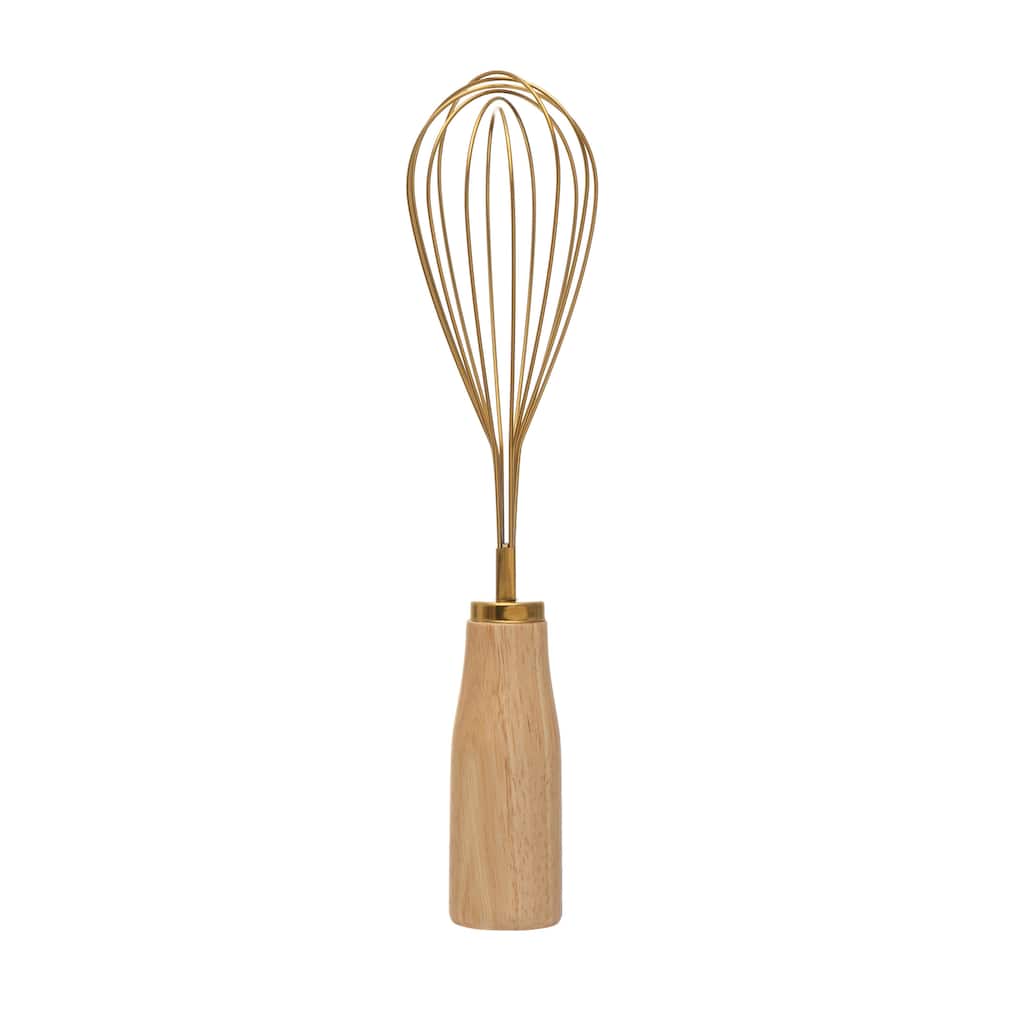 Standing Stainless Steel Whisk with Wood Handle - 10.3"L x 2.5"W x 2.5"H