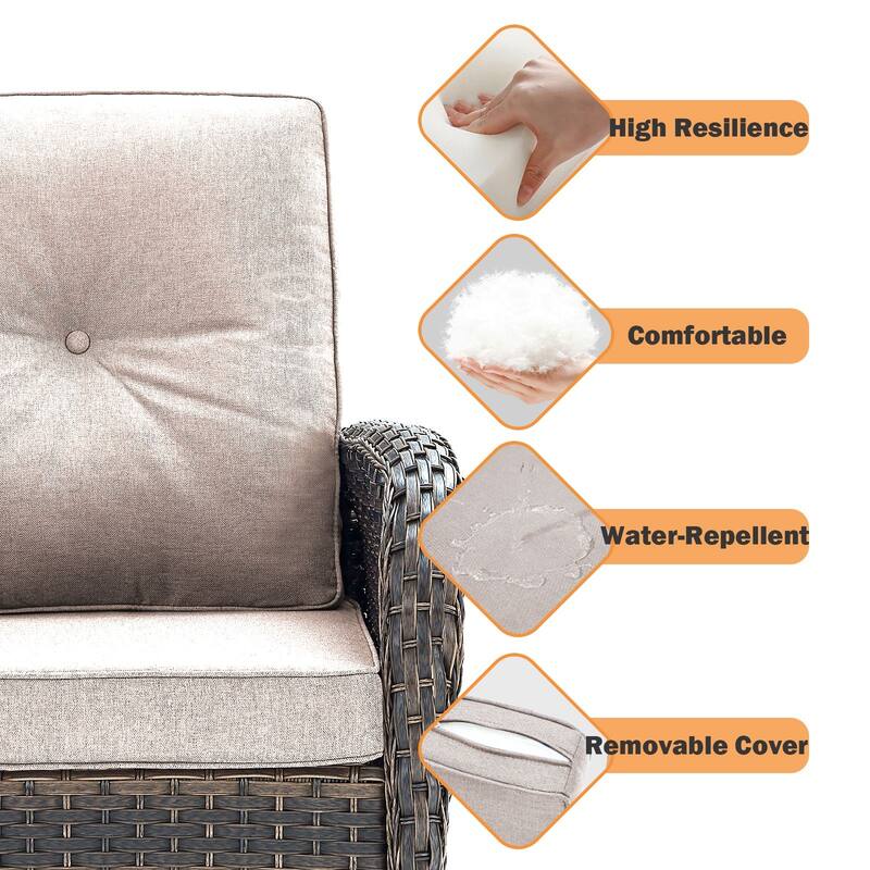 Pocassy Outdoor Fire Pit Conversation Sofa Set