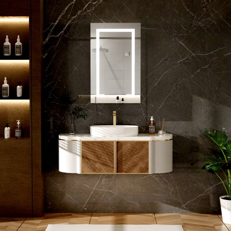 Modland 20"-24"W x 32"H LED Medicine Cabinet Mirror for Bathroom with Recessed & Surface Mount Anti-Fog