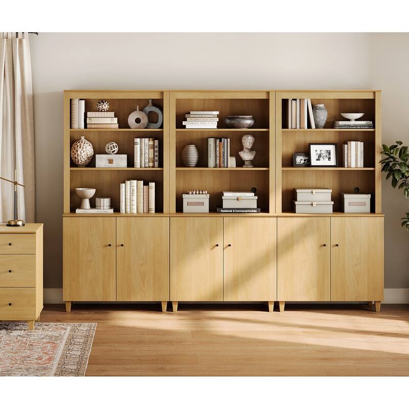 Modern 71" Tall Bookcase with Shelves & Storage Cabinet for Home Office