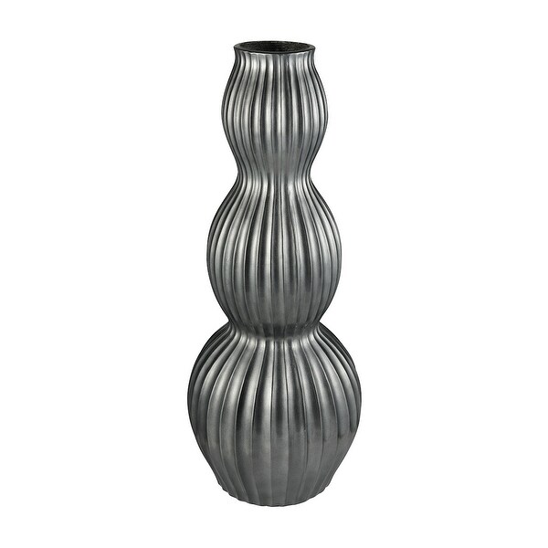 47.5" Metallic Silver Ribbed Fiberglass Planter - N/A
