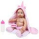 preview thumbnail 1 of 3, Lissi: 12" Baby Doll Gia W/ Unicorn Hood in Pink, Kids Ages 2+