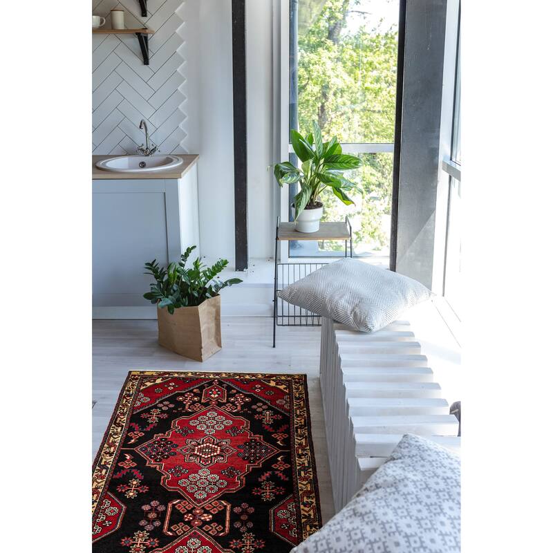 ECARPETGALLERY Hand-knotted Anadol Navy Wool Rug - 3'8 x 9'10