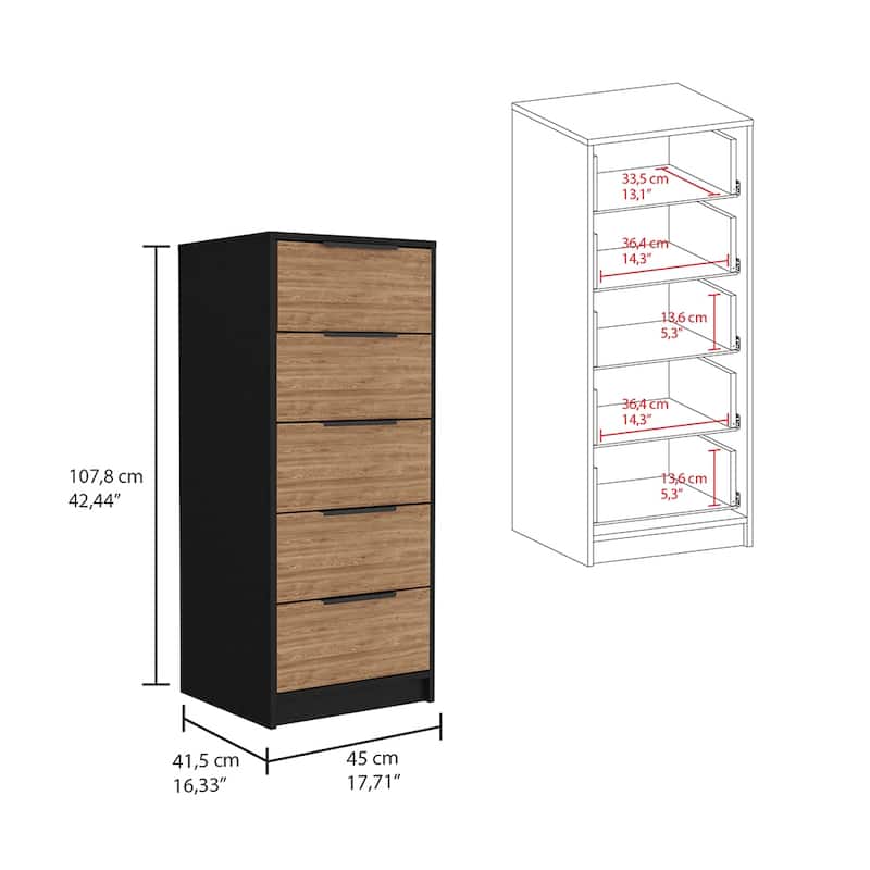 5 Drawers Dresser with Metal Handle