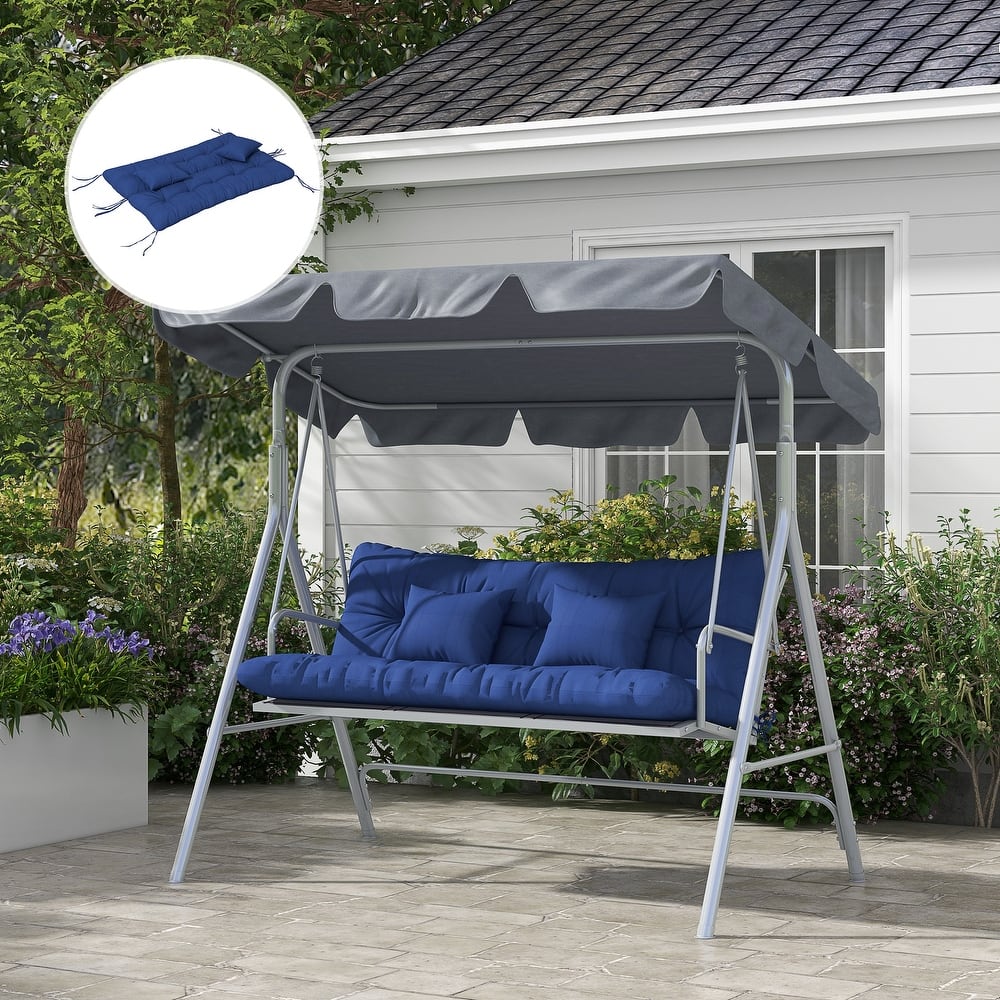 Outsunny Tufted Bench Cushions & Throw Pillows, 4 Piece, Indoor/Outdoor Replacement Bench Seat Pad, Back Cushion & 2 Pillows