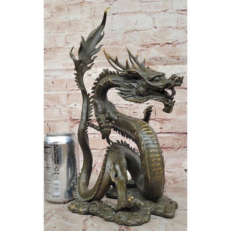 Chinese Imperial Dragon Statue – Bronze Feng Shui Serpent Decor