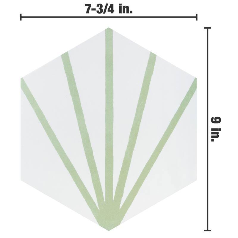 Merola Tile Horizon Dawn Hex Verde 7-3/4" x 9" Porcelain Floor and Wall Tile