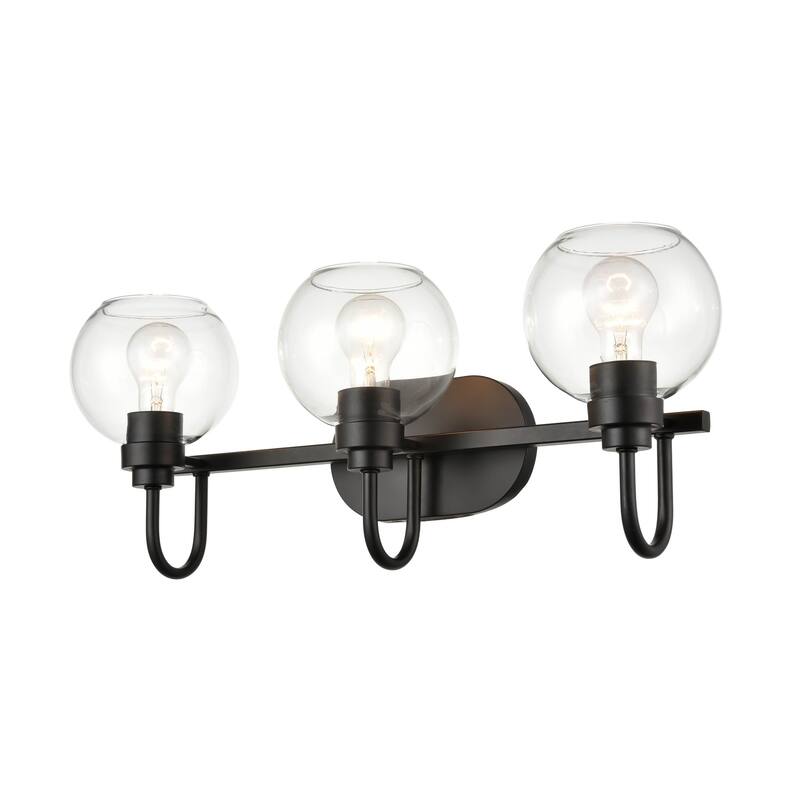 929 Lighting 3 Light Bathroom Vanity Fixture in Matte Black with Clear Glass Shades - Matte Black