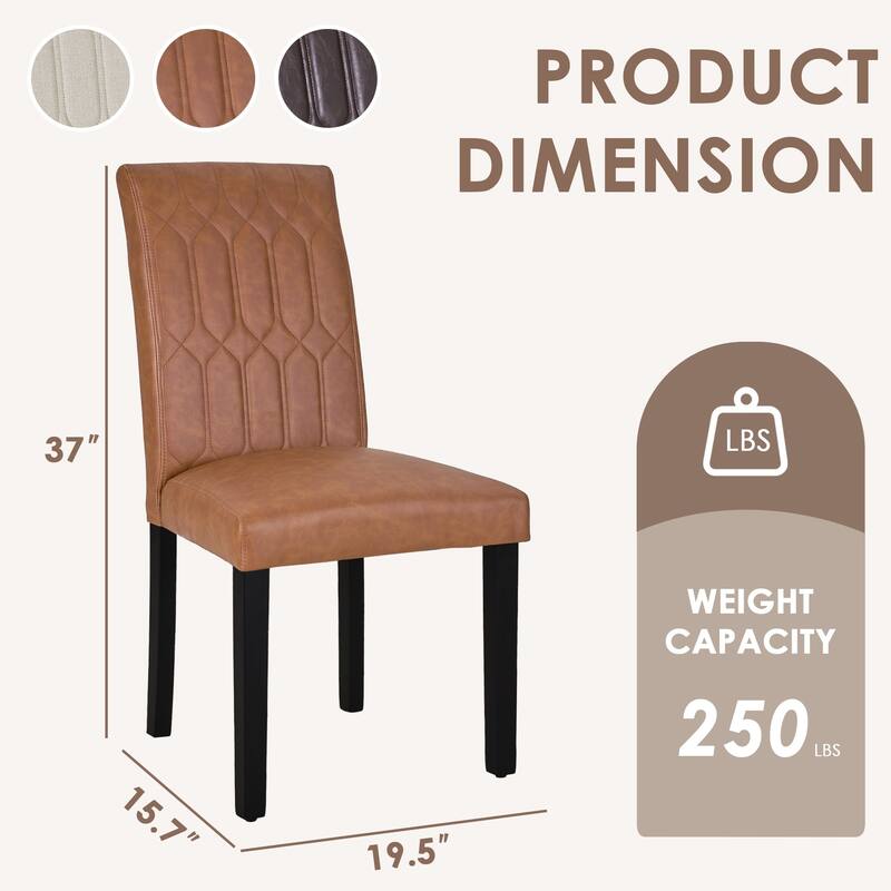 Upholstered Dining Chairs Set of 2/4/6 Modern Kitchen Table Chairs with PU Leather, Wood Legs with Rubber Footpads