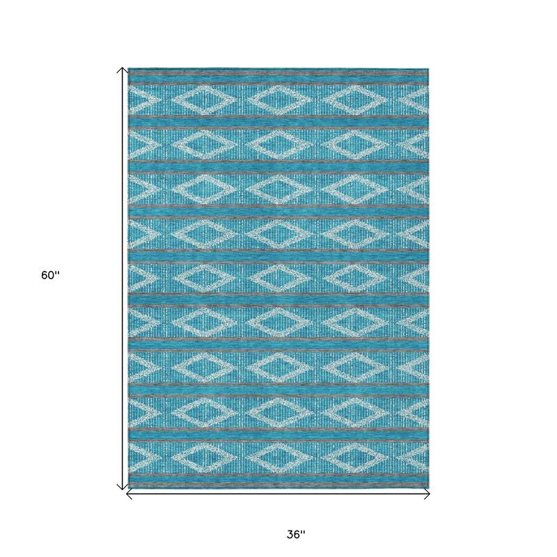 HomeRoots Geometric Transitional Rectangle Outdoor Rug