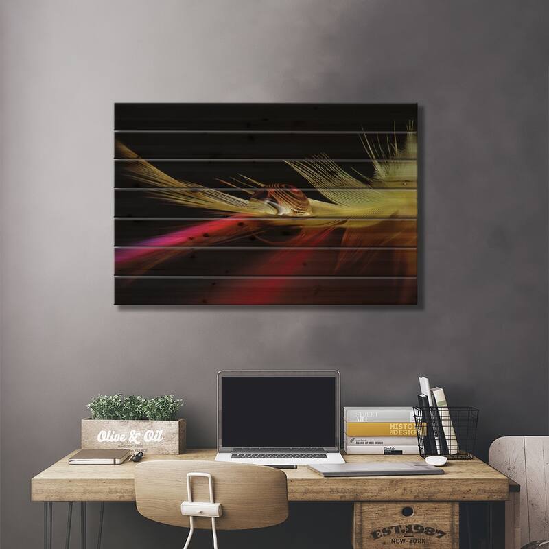 Colors In The Drop Print On Wood by Aida Ianeva - Multi-Color