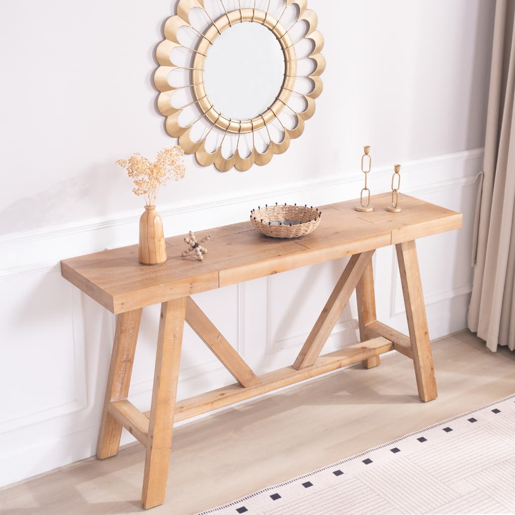 Simple Console Table Farmhouse Entryway Table Side Table for Living Room, Natural Sofa Table Hallway Table