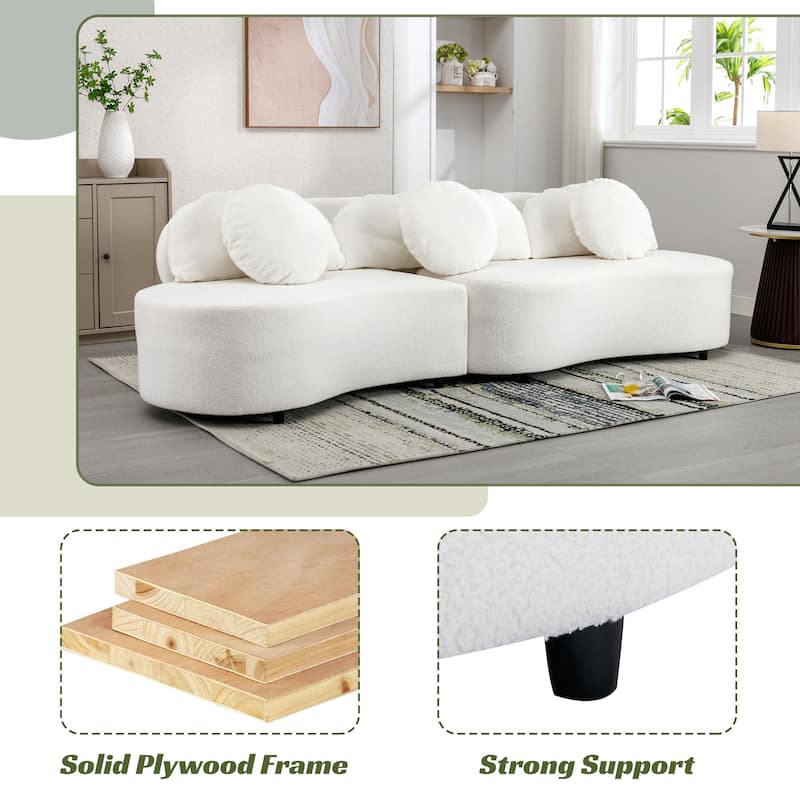 103.9" Modern Living Room Sofa Lamb Velvet Upholstered Couch Furniture for Home