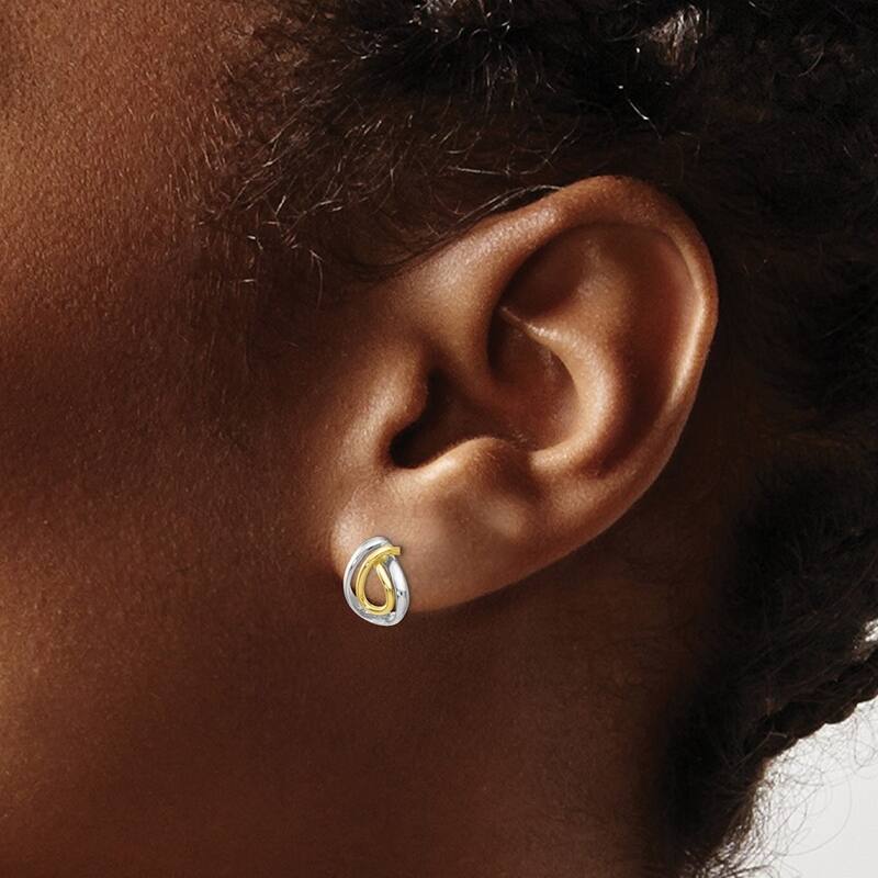 Curata 10k Yellow Gold With White Rhodium Polished Double Pear Post Earrings 9x8.75mm