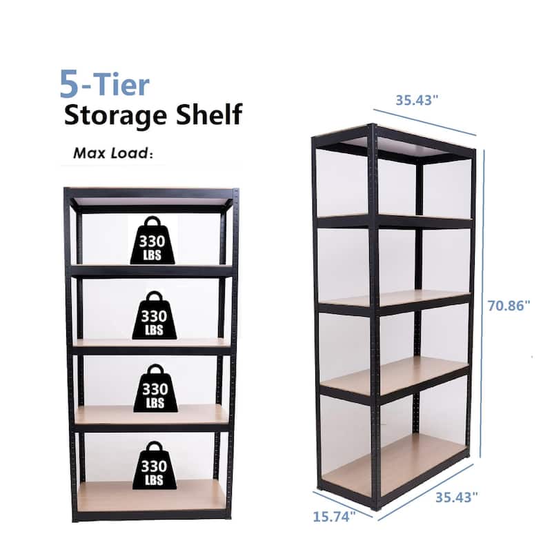 Storage Shelves - 5 Tier Adjustable Garage Storage Shelving