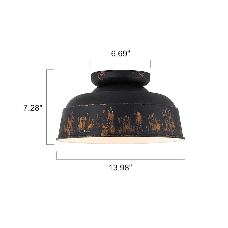 2-Light Farmhouse Semi Flush Mount Ceiling Light
