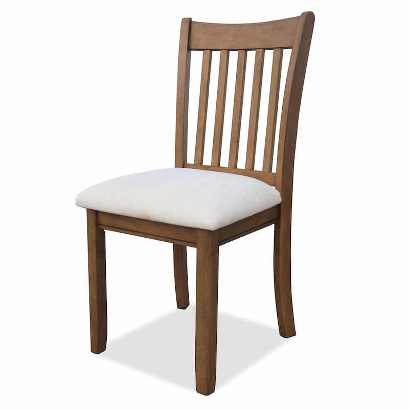 Set of 2 White Finish Dining Room Chairs with Cushioned Seats
