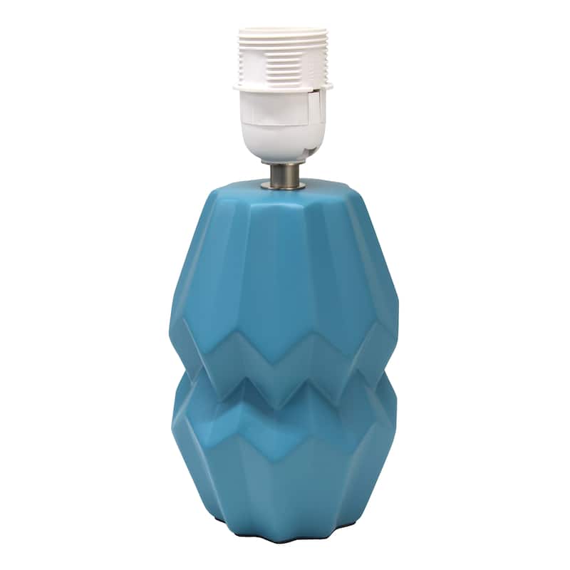 Ceramic Geometric Table Lamp with Fabric Shade for Bedroom - 6 x 6 x 13 in. (L x W x H)