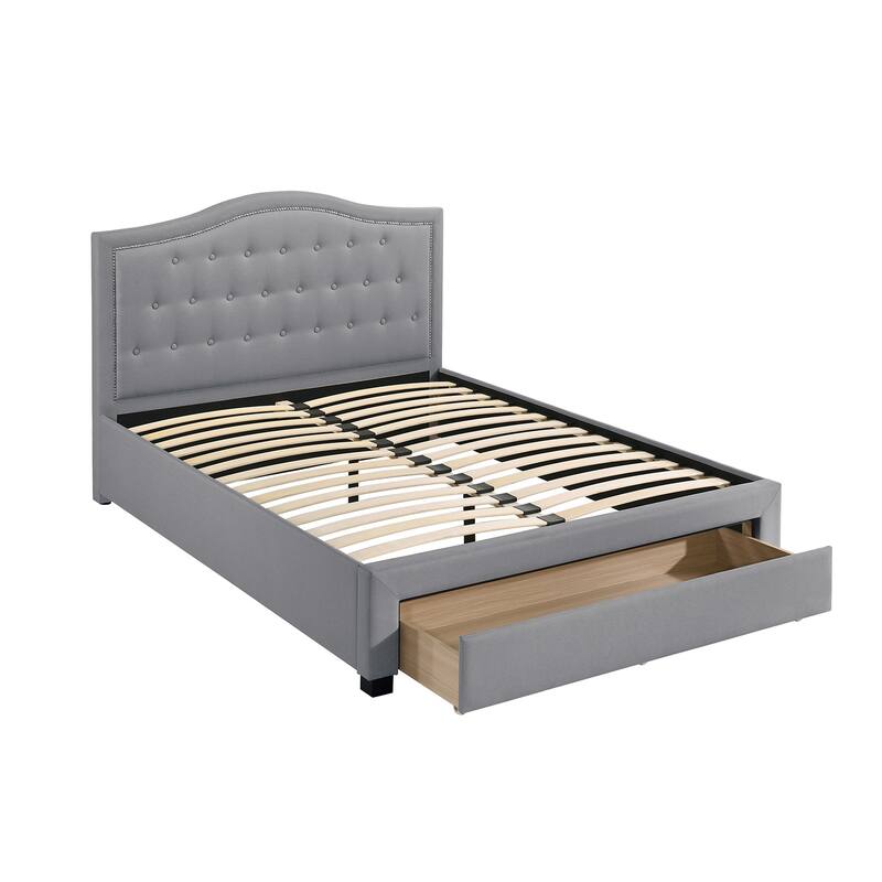 Linen Fully Upholstered Full Bed with 1 Drawer