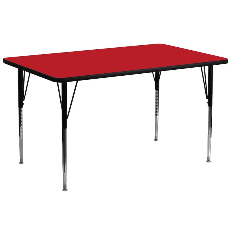 30''W x 72''L Rectangular HP Laminate Activity Table - Adjustable Legs - Red