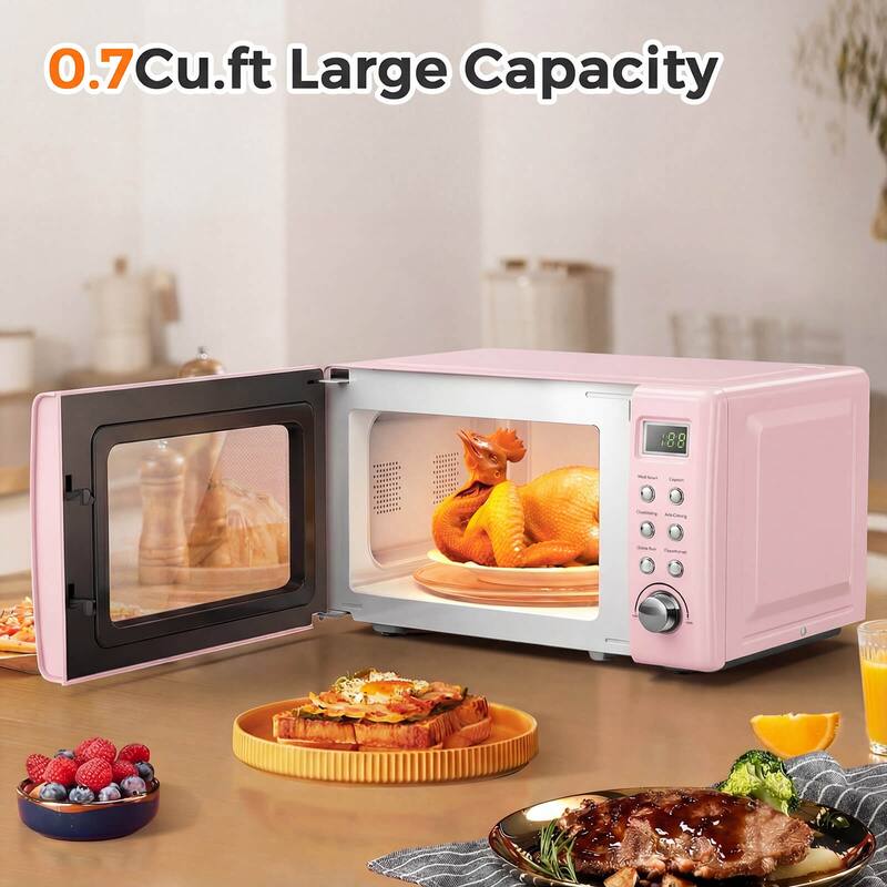 Costway 0.7Cu.ft Retro Countertop Microwave Oven 700W LED Display - See details