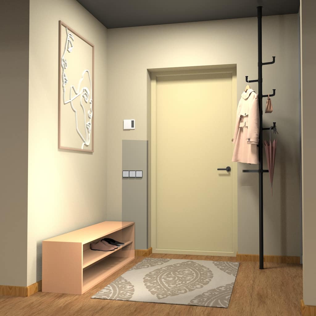 Modern Simple Coat Rack Adjustable Clothes Drying Rod Pull Rod Storage Rack with Tray Coat Hanger, for Indoor and Balcony