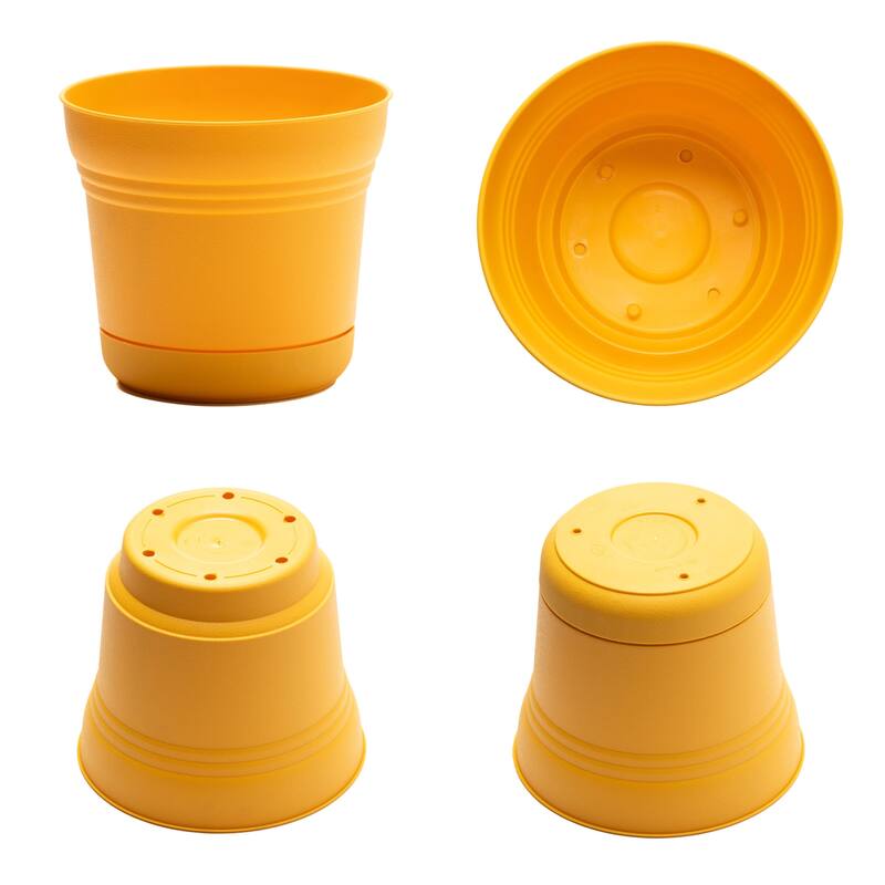 Bloem 12.75 in. H x 14 in. W Plastic Saturn Planter Charcoal
