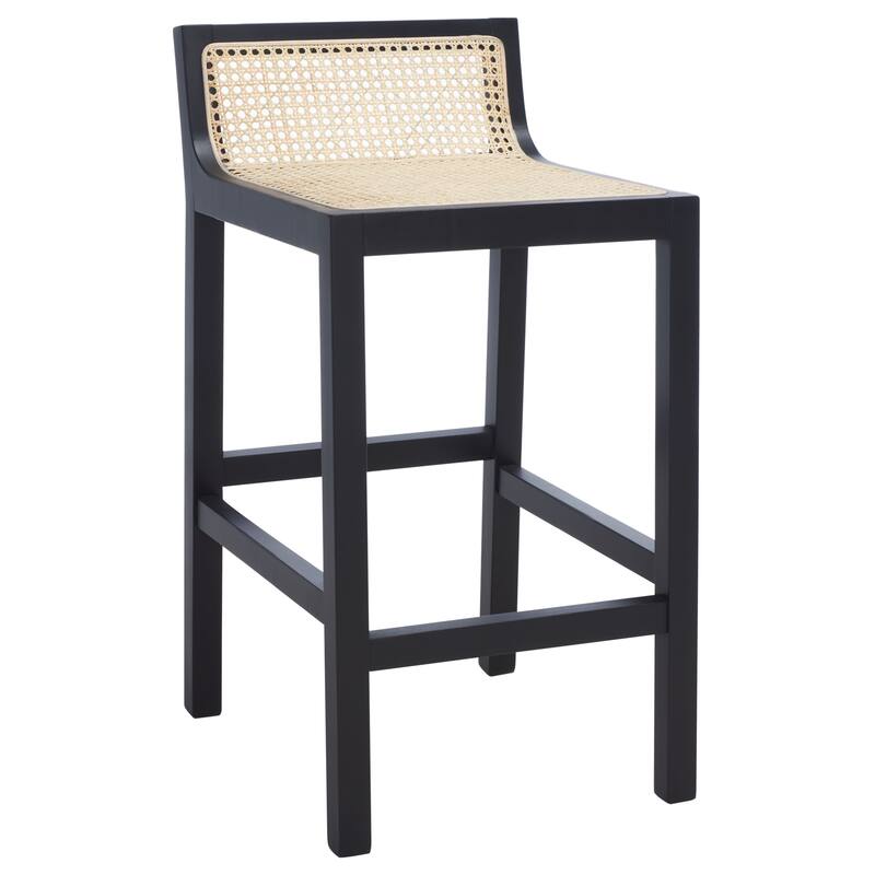 SAFAVIEH Carry Low Back Cane Counter Stool - 16" W x 19" D x 31" H - 16Wx19Dx31H