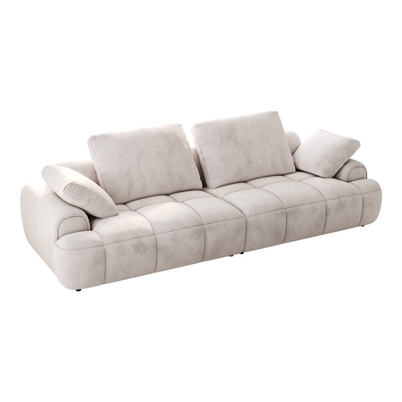 Spacious 3-Seat Modern Combine Upholstered Sofa cOUCH with Suede Fabric, Eucalyptus Wood Frame for Living Room Comfort