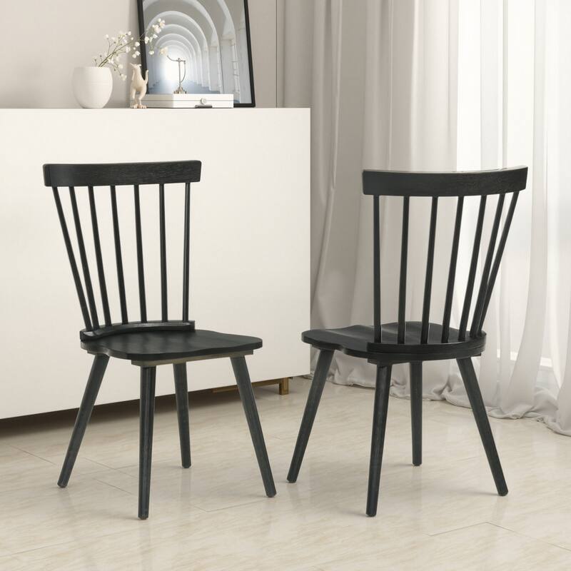 Farmhouse Dining Chair Side Chair Black Meeting Room Chair Set of 2 Office Chair Coffee Chair with Wood Legs