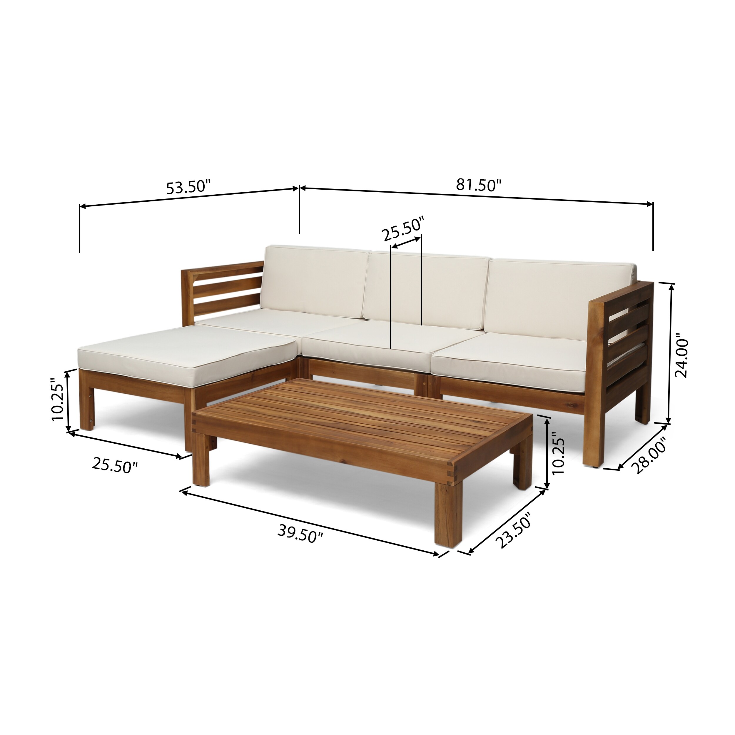 Cambridge outdoor 5 piece acacia wood sofa set by christopher knight home sale