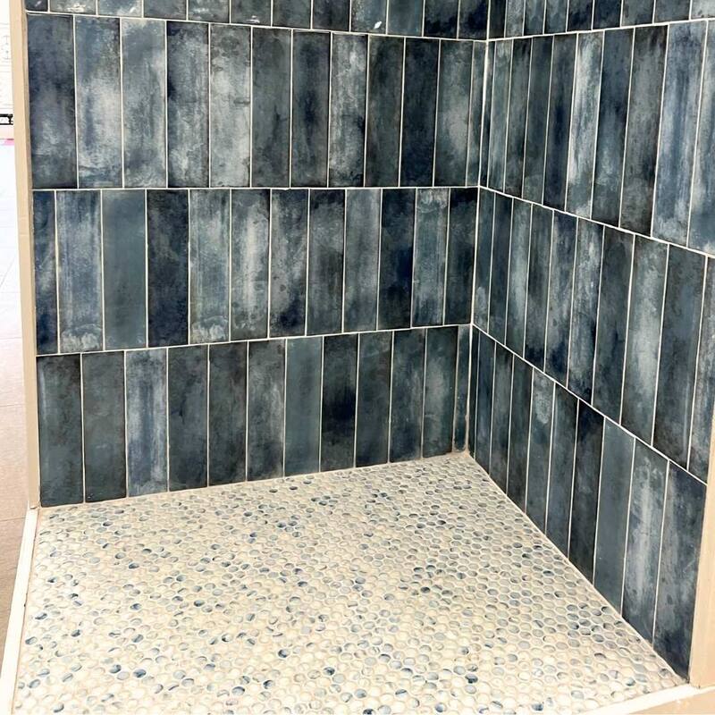 The Tile Life Eterna Penny 12x12 Blue Round Glass Mosaic Floor, Wall & Backsplash Tile